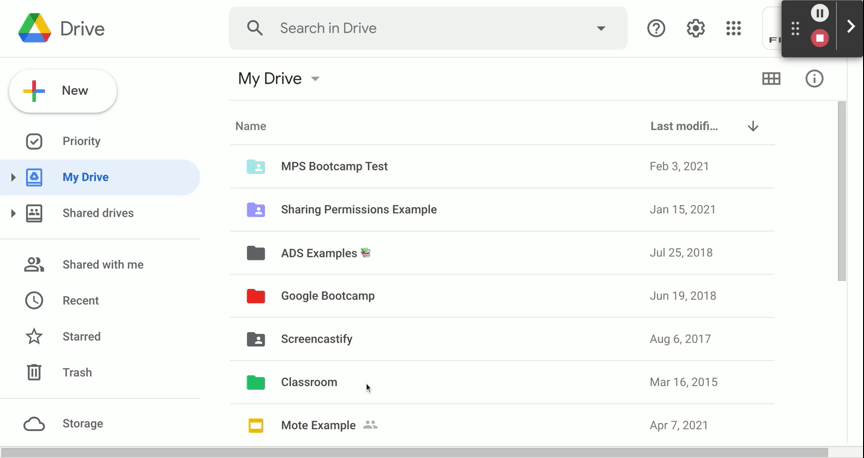 Organizing Classroom Folders in Drive
