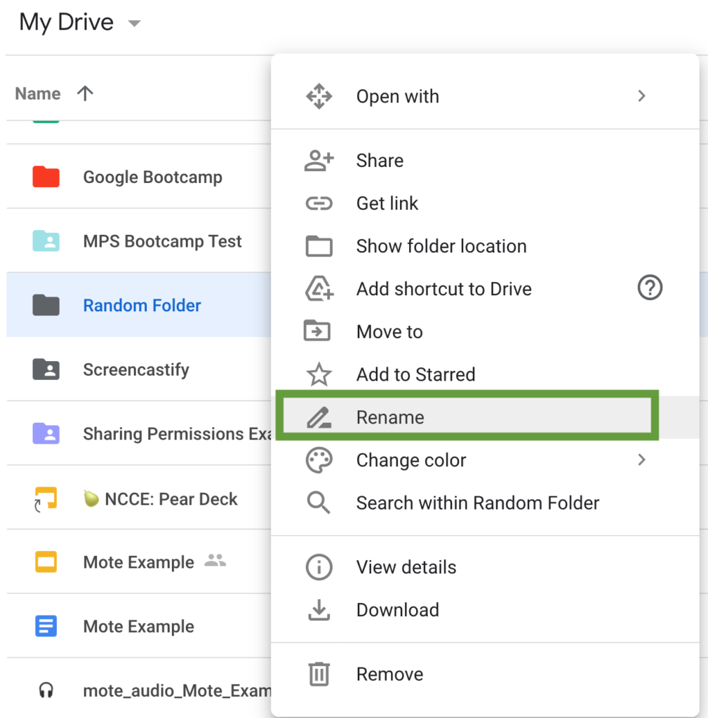 Rename Google Drive Files & Folders